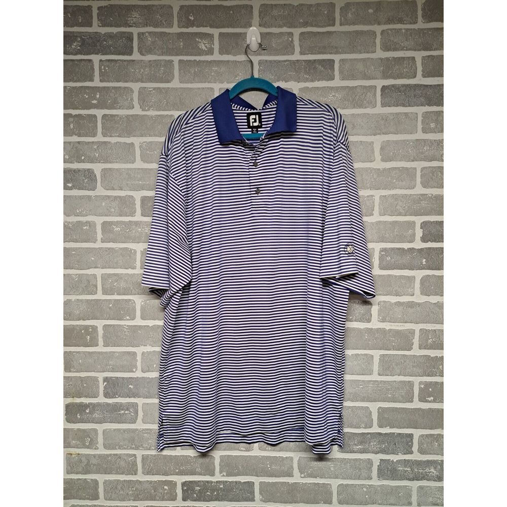 Footjoy FJ Shirt  Men's‎ Short Sleeve Golf Polo Blue Stripe Size XL
